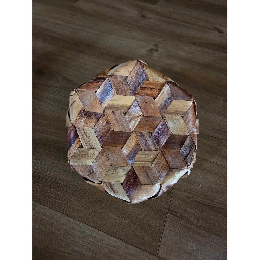 Vintage MCM Basket Woven Bamboo 6 Space Serving‎ Caddy
